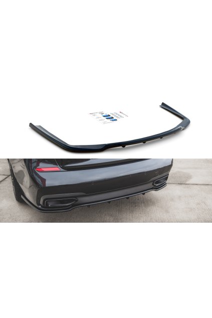 Maxton Design středový spoiler pod zadní nárazník s žebrováním pro BMW řada 7 G11, černý lesklý plast ABS