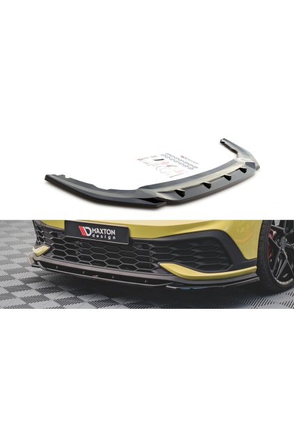 Maxton Design spoiler pod přední nárazník ver.2 pro Volkswagen Golf GTI Mk8, černý lesklý plast ABS, Clubsport