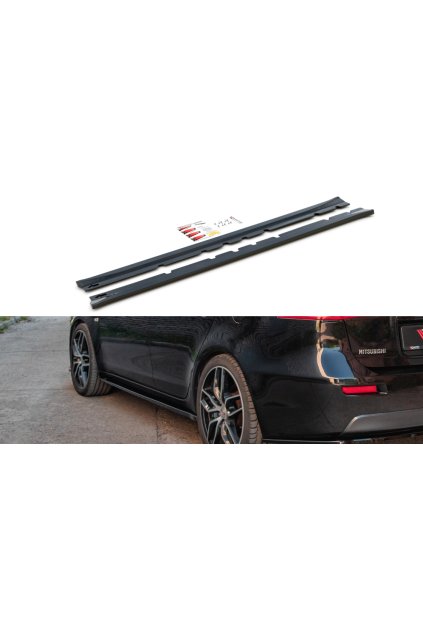 Maxton Design difuzory pod boční prahy pro Mitsubishi Lancer Mk8, carbon-Look