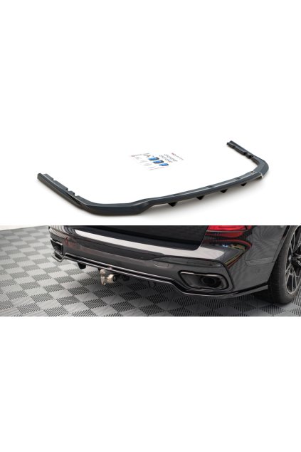 Maxton Design středový spoiler pod zadní nárazník s žebrováním pro BMW X7 G07, carbon-Look