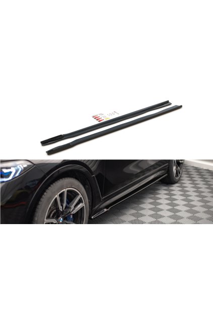 Maxton Design difuzory pod boční prahy pro BMW X7 G07, černý lesklý plast ABS