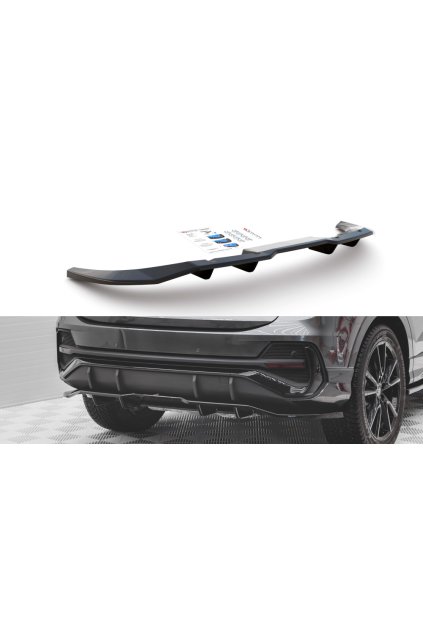 Maxton Design středový spoiler pod zadní nárazník s žebrováním pro Audi Q3 Sportback S-Line, carbon-Look