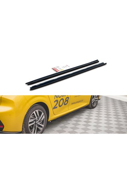 Maxton Design difuzory pod boční prahy pro Peugeot 208 Mk2, černý lesklý plast ABS