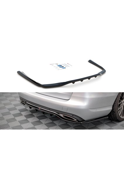 Maxton Design středový spoiler pod zadní nárazník s žebrováním pro Mercedes třída C W205/Standard, černý lesklý plast ABS