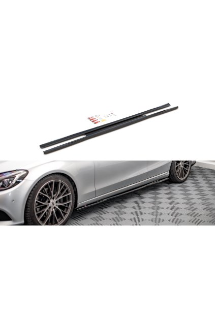 Maxton Design difuzory pod boční prahy pro Mercedes třída C W205/Standard, černý lesklý plast ABS