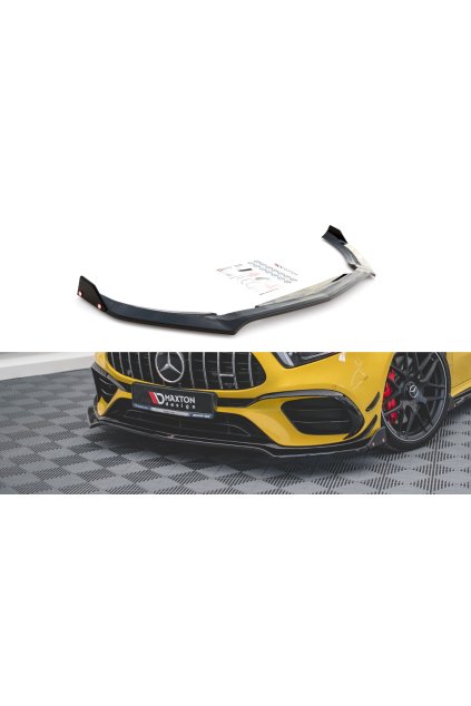 Maxton Design spoiler pod přední nárazník s křidélky ver.3 pro Mercedes třída A W177 45 AMG, černý lesklý plast ABS