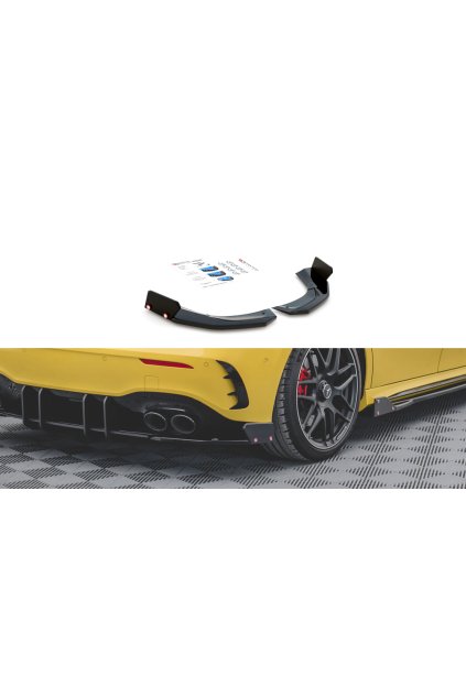 Maxton Design difuzory pod zadní nárazník s křidélky ver.2 pro Mercedes třída A W177 45 AMG, černý lesklý plast ABS