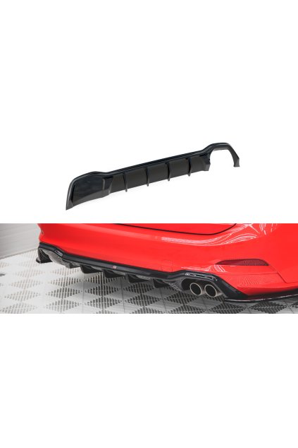 Maxton Design vložka zadního nárazníku pro Ford Focus Mk4, černý lesklý plast ABS, ST-Line, Combi