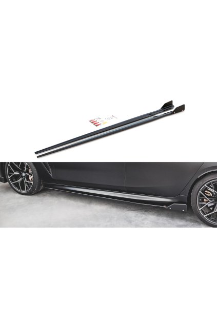 Maxton Design difuzory pod boční prahy s křidélky ver.1 pro BMW M8 Gran Coupe/F93, černý lesklý plast ABS