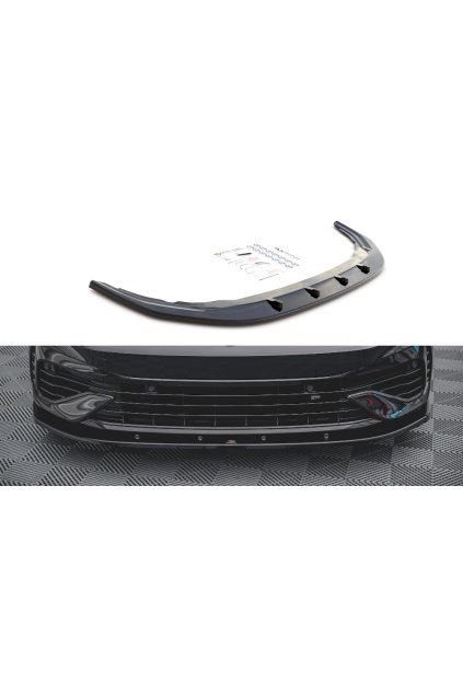 Maxton Design spoiler pod přední nárazník pro Volkswagen Golf R Mk8, černý lesklý plast ABS