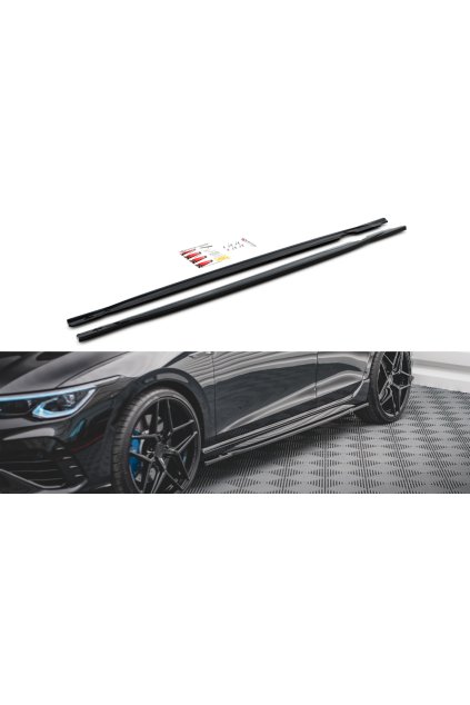 Maxton Design difuzory pod boční prahy pro Volkswagen Golf R Mk8, carbon-Look