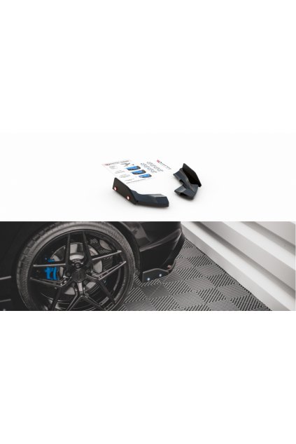 Maxton Design difuzory pod zadní nárazník s křidélky ver.2 pro Volkswagen Golf R Mk8, černý lesklý plast ABS