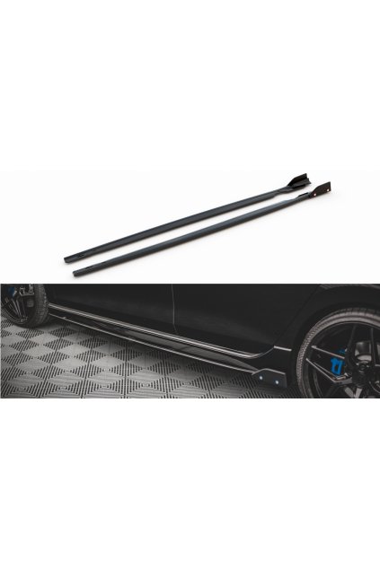 Maxton Design difuzory pod boční prahy s křidélky ver.2 pro Volkswagen Golf R Mk8, carbon-Look