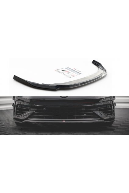 Maxton Design spoiler pod přední nárazník ver.6 pro Volkswagen Golf R Mk8, černý lesklý plast ABS