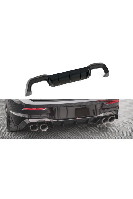 Maxton Design vložka zadního nárazníku ver.1 pro Volkswagen Golf R Mk8, černý lesklý plast ABS
