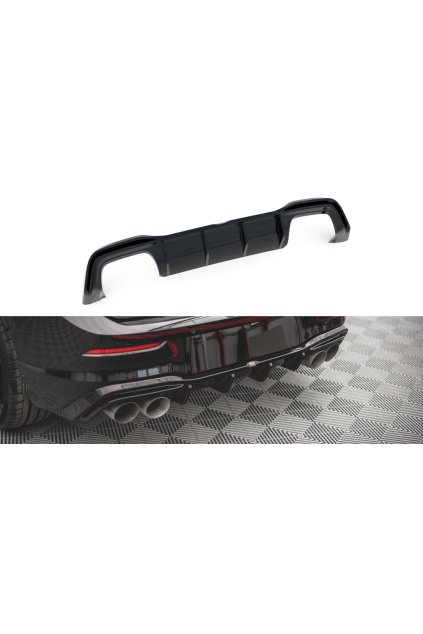 Maxton Design vložka zadního nárazníku ver.2 pro Volkswagen Golf R Mk8, černý lesklý plast ABS