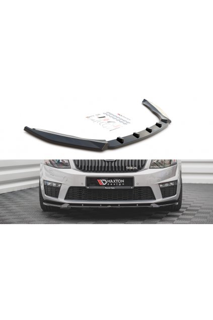 Maxton Design spoiler pod přední nárazník ver.3 pro Škoda Octavia RS Mk3, černý lesklý plast ABS