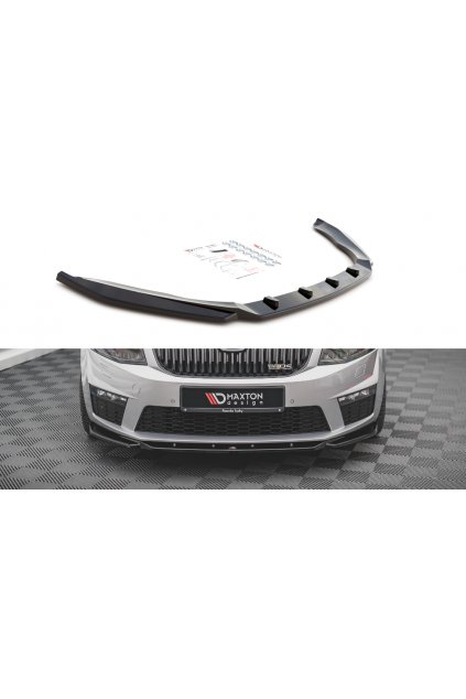 Maxton Design spoiler pod přední nárazník ver.4 pro Škoda Octavia RS Mk3, černý lesklý plast ABS