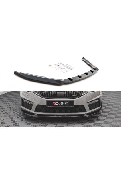 Maxton Design spoiler pod přední nárazník ver.2 pro Škoda Octavia RS Mk3 Facelift, černý lesklý plast ABS