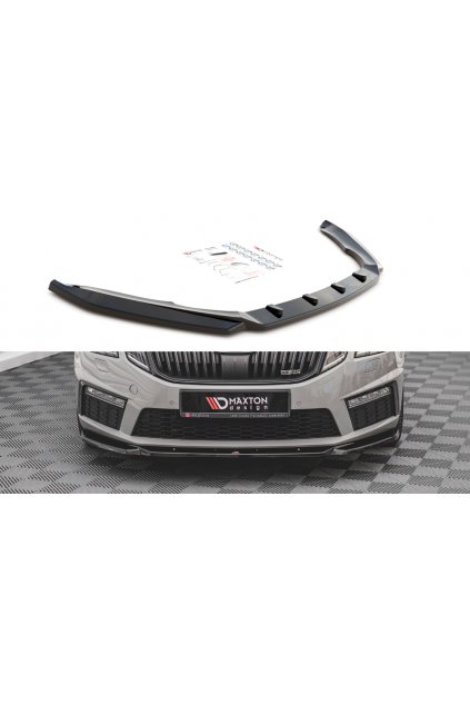 Maxton Design spoiler pod přední nárazník ver.3 pro Škoda Octavia RS Mk3 Facelift, černý lesklý plast ABS