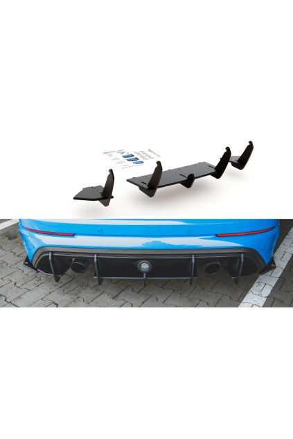 Maxton Design "Racing durability" zadní difuzor pro Ford Focus RS Mk3, plast ABS bez povrchové úpravy, s černou a červenou linkou