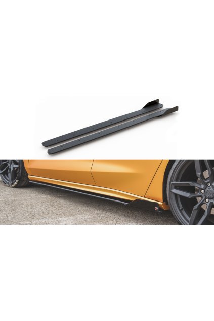 Maxton Design "Racing durability" difuzory pod boční prahy s křidélky pro Ford Focus Mk4, plast ABS bez povrchové úpravy, s červenou linkou
