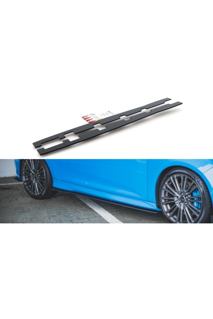 Maxton Design "Racing durability" difuzory pod boční prahy pro Ford Focus RS Mk3, plast ABS bez povrchové úpravy, s červenou linkou