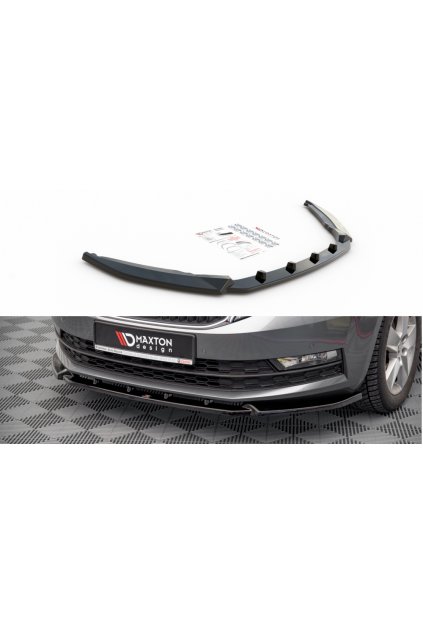 Maxton Design spoiler pod přední nárazník ver.1 pro Škoda Octavia Mk3 Facelift, černý lesklý plast ABS