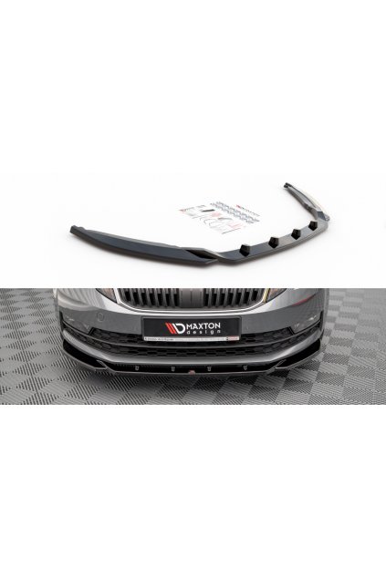 Maxton Design spoiler pod přední nárazník ver.2 pro Škoda Octavia Mk3 Facelift, černý lesklý plast ABS