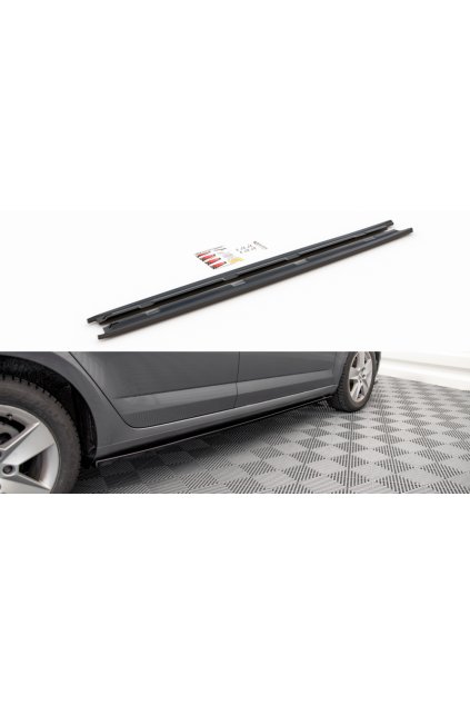 Maxton Design difuzory pod boční prahy pro Škoda Octavia Mk3 Facelift, carbon-Look