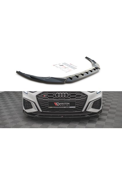 Maxton Design spoiler pod přední nárazník ver.3 pro Audi S3 8Y, černý lesklý plast ABS