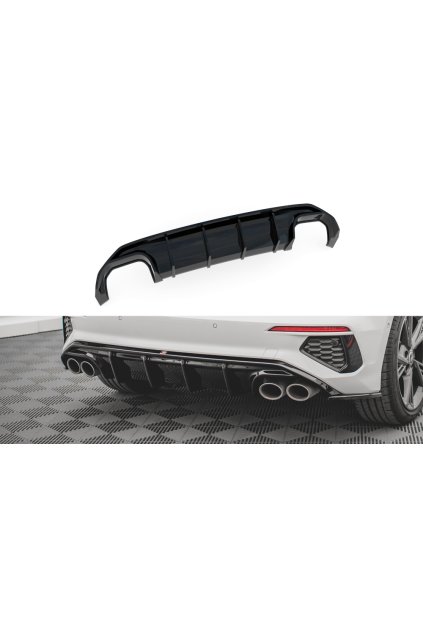 Maxton Design vložka zadního nárazníku pro Audi S3 8Y, černý lesklý plast ABS