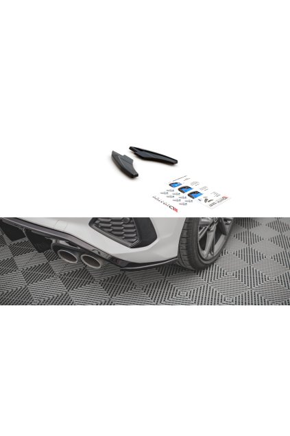 Maxton Design boční difuzory pod zadní nárazník ver.2 pro Audi S3 8Y, černý lesklý plast ABS