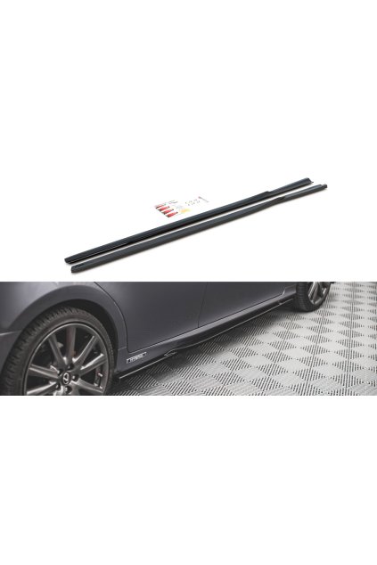 Maxton Design difuzory pod boční prahy pro Lexus GS MK4 /F-Sport, černý lesklý plast ABS