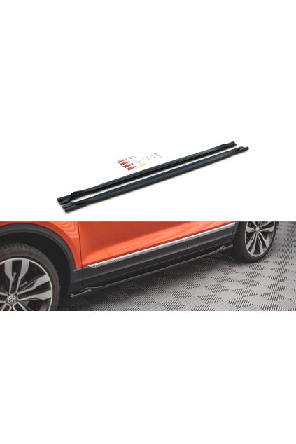 Maxton Design difuzory pod boční prahy pro Volkswagen T-roc Mk1, černý lesklý plast ABS