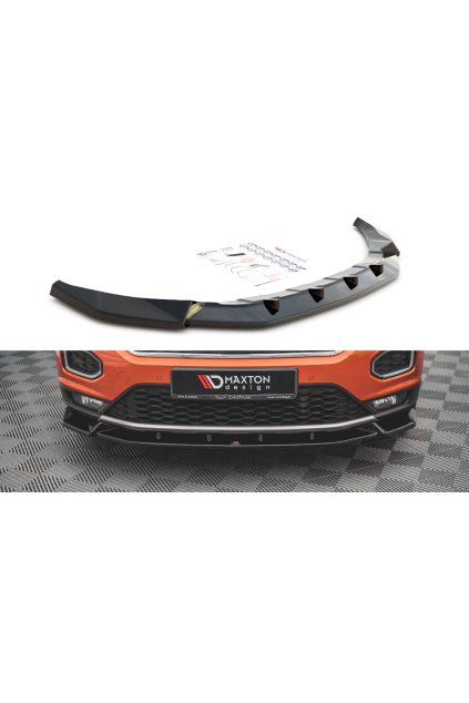 Maxton Design spoiler pod přední nárazník ver.2 pro Volkswagen T-roc Mk1, černý lesklý plast ABS