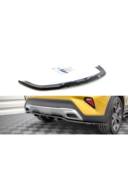 Maxton Design středový spoiler pod zadní nárazník s žebrováním pro Kia Xceed Mk1, černý lesklý plast ABS