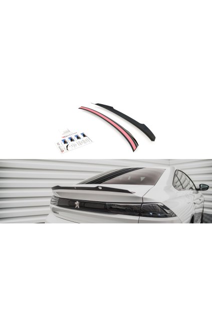Maxton Design prodloužení spoileru pro Peugeot 508 Mk2, černý lesklý plast ABS, sedan