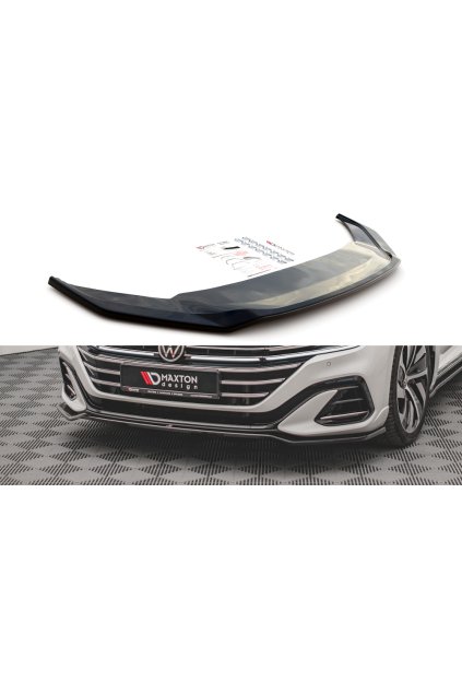 Maxton Design spoiler pod přední nárazník ver.3 pro Volkswagen Arteon R-Line Facelift, černý lesklý plast ABS