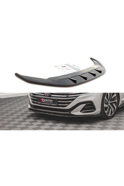 Maxton Design spoiler pod přední nárazník ver.2 pro Volkswagen Arteon R-Line Facelift, černý lesklý plast ABS