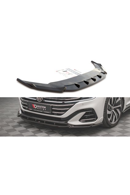 Maxton Design spoiler pod přední nárazník pro Volkswagen Arteon R-Line Facelift, černý lesklý plast ABS