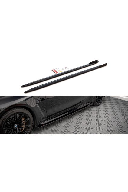 Maxton Design difuzory pod boční prahy pro BMW M4 G82, černý lesklý plast ABS