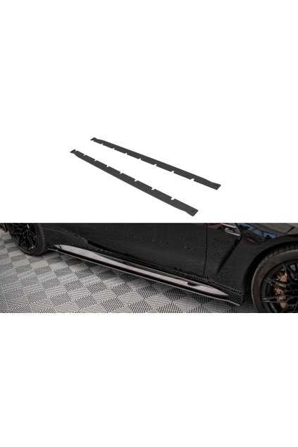 Maxton Design "Street Pro" difuzory pod boční prahy pro BMW M4 G82, plast ABS bez povrchové úpravy, s červenou linkou