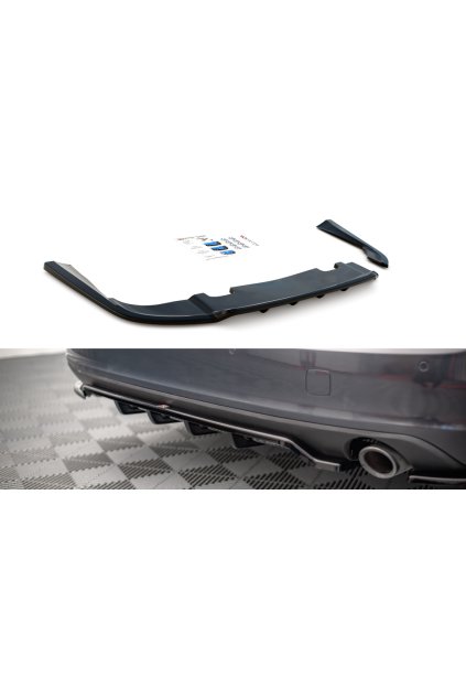 Maxton Design středový spoiler pod zadní nárazník s žebrováním pro Volvo V90 Mk2, černý lesklý plast ABS