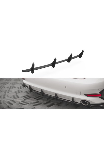 Maxton Design "Street Pro" difuzor zadního nárazníku pro BMW řada 3 G20, G21, plast ABS bez povrchové úpravy, s černou a červenou linkou