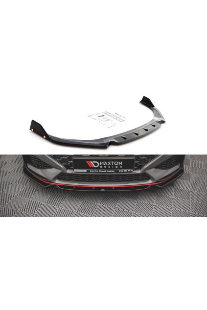 Maxton Design spoiler pod přední nárazník s křidélky ver.1 pro Hyundai i30 N MK3 Facelift, černý lesklý plast ABS