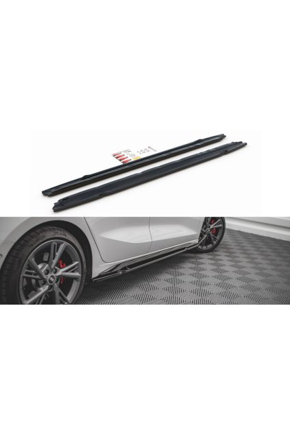 Maxton Design difuzory pod boční prahy pro Audi A3 8Y, černý lesklý plast ABS, S-Line