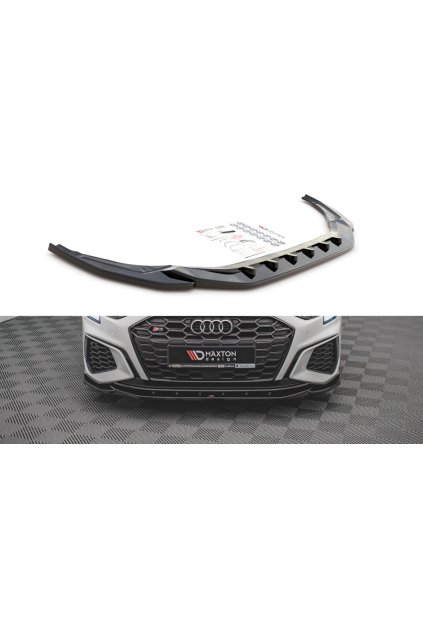 Maxton Design spoiler pod přední nárazník ver.4 pro Audi A3 8Y, černý lesklý plast ABS, S-Line