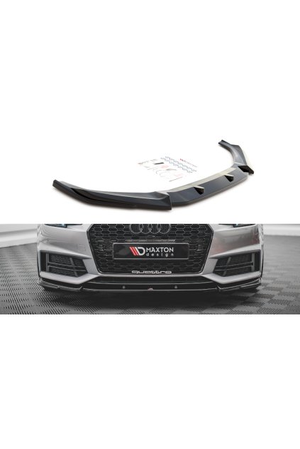 Maxton Design spoiler pod přední nárazník ver.3 pro Audi S4 B9, černý lesklý plast ABS