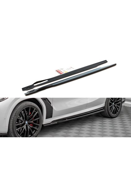 Maxton Design difuzory pod boční prahy pro BMW X6 G06 /M-Pack, carbon-Look